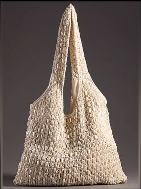 New Anthropologie Pearl Embellished Slouchy Bag One Size